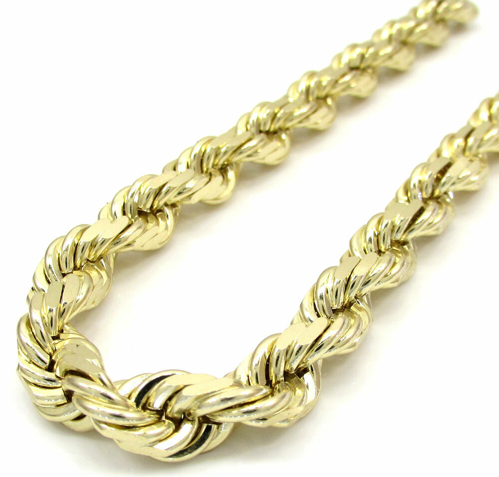 10K Yellow Gold Mens Womens 7MM Diamond Cut Rope Chain Bracelet 8″- 9″ Inches