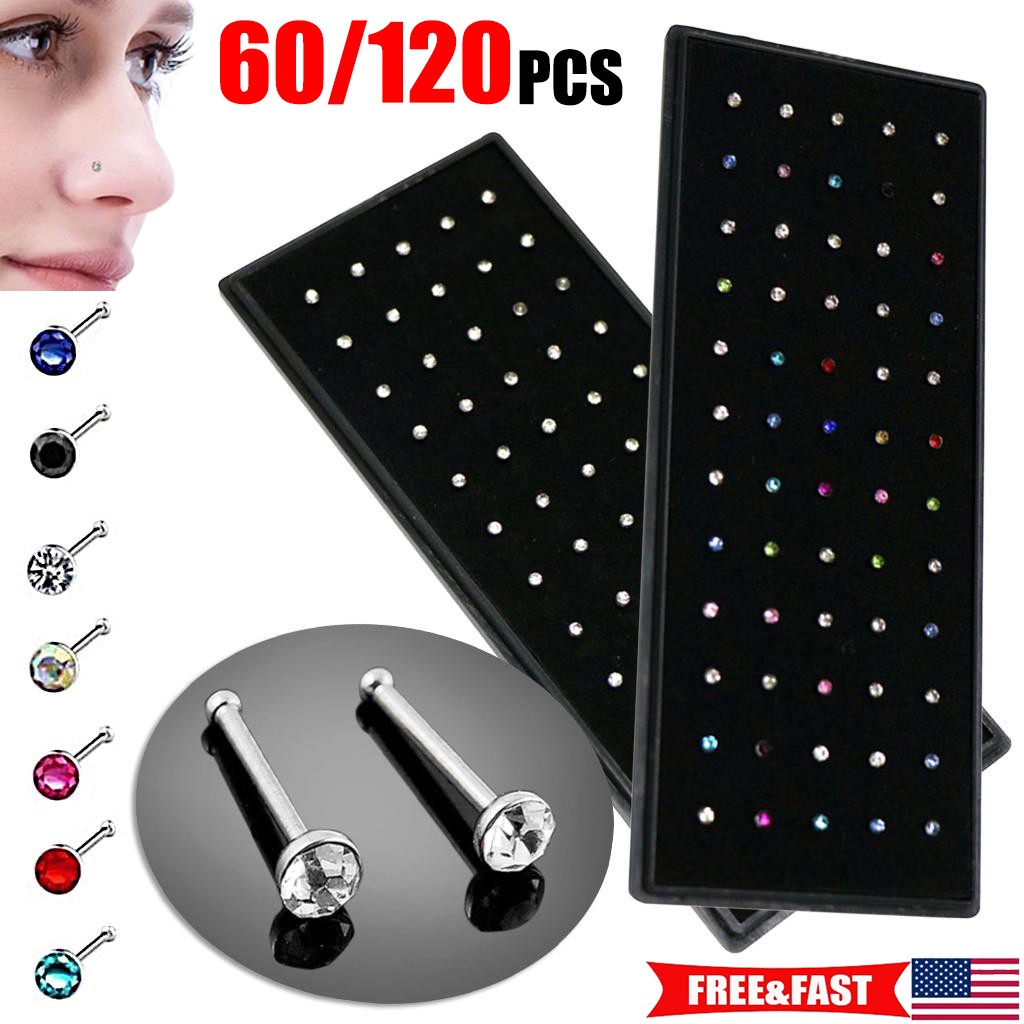 240x Stainless Steel Nose Studs Rings Piercing Pin Body Jewelry Nose Studs Rings