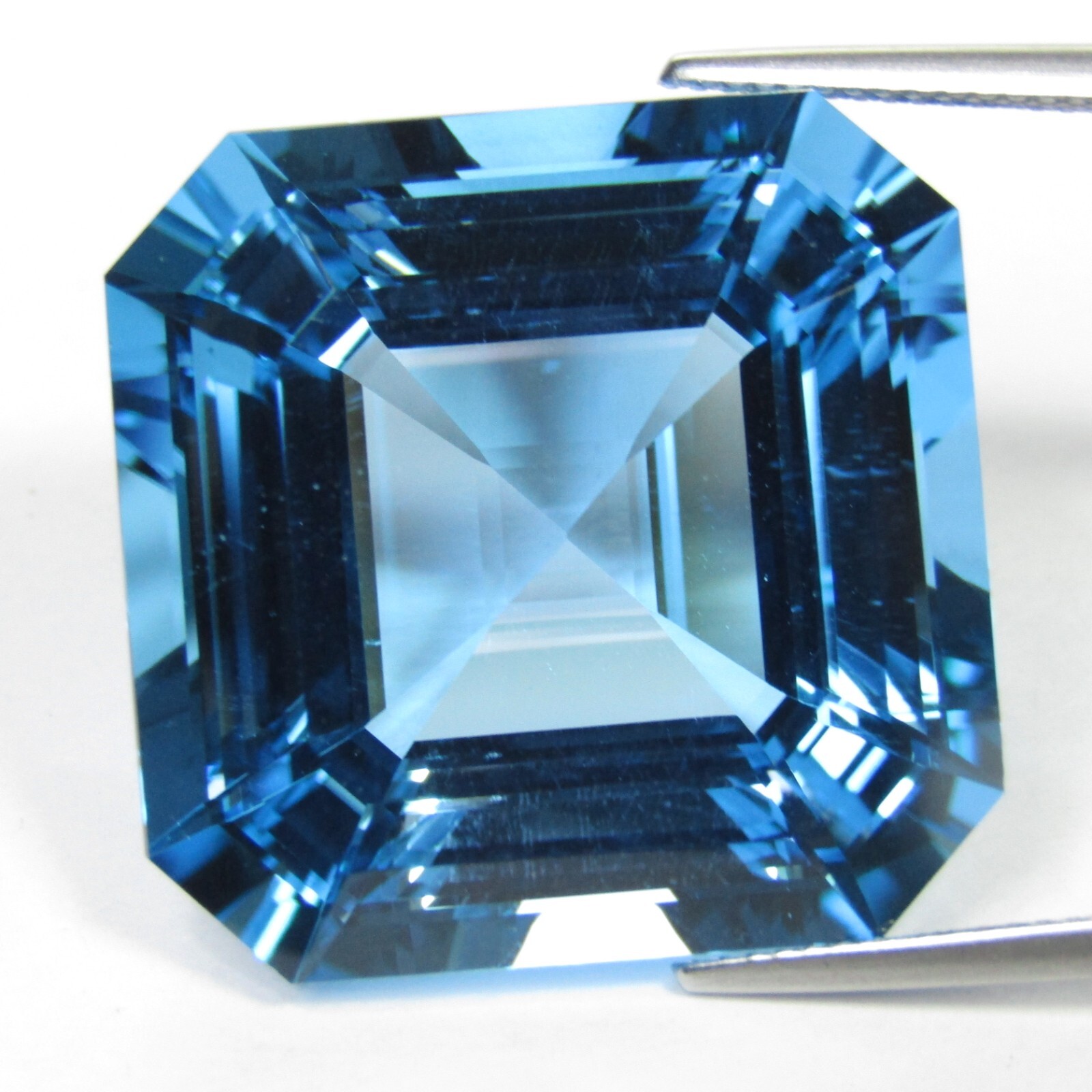 78.63Cts Striking Natural Top Baby Blue Topaz 24mm Asscher Cut Brazil Gemstone