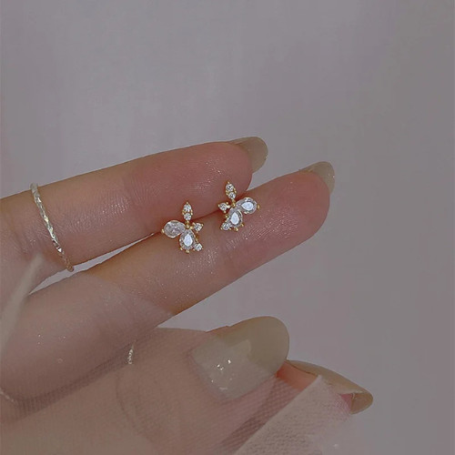 925 Sterling Silver Tiny Leaves Olive Leaf Dainty Minimalist Women Stud Earrings