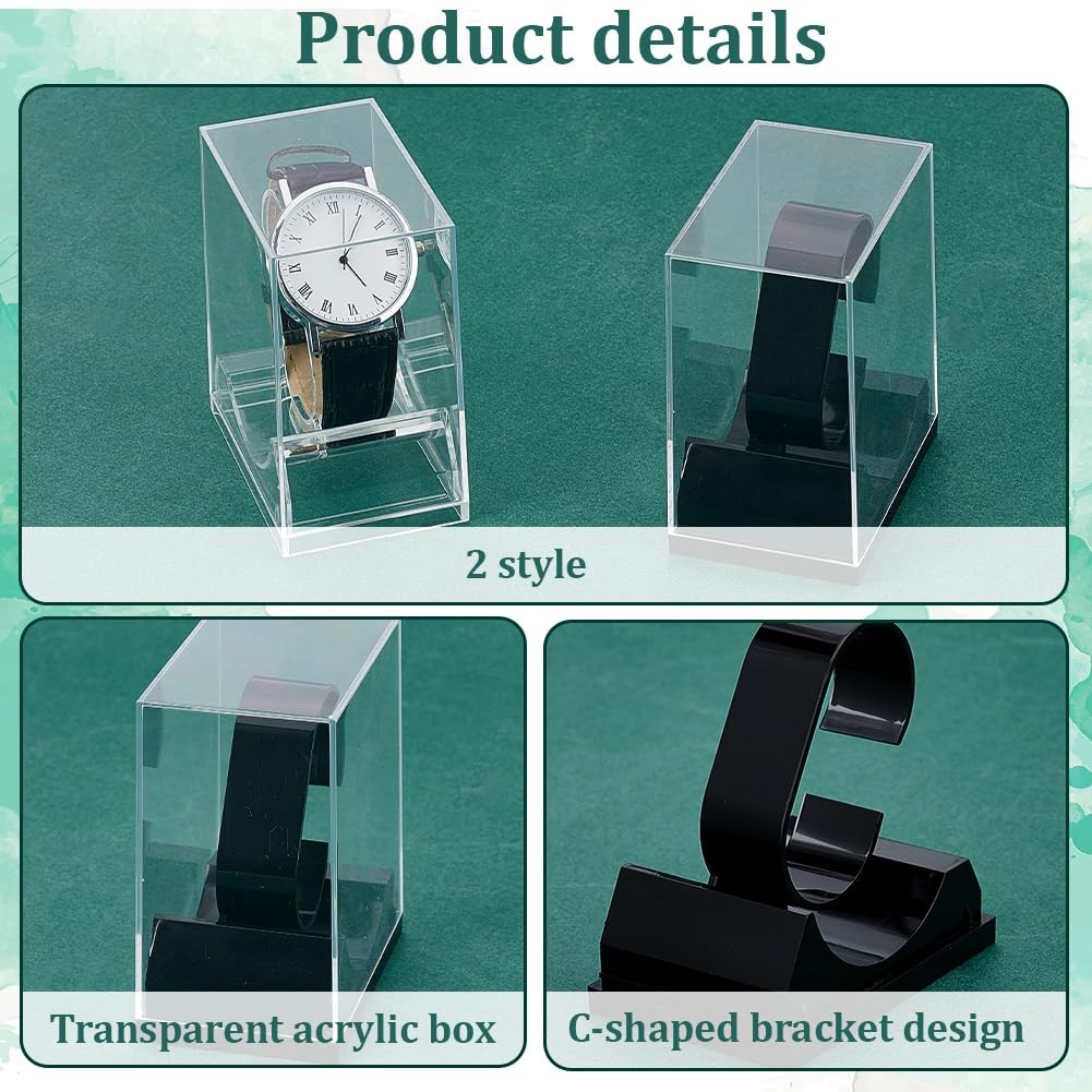 PH PandaHall Watch Display 2×2.9×3.5 inches, 3.5x2x2.8 Clear/Black