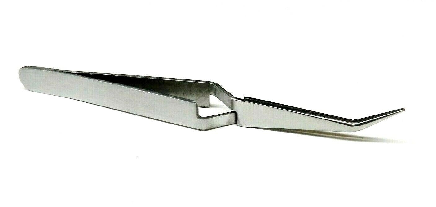 Cross Lock Tweezers Bent Tip Curved 4-1/2″ Cross Locking Soldering Tweezer
