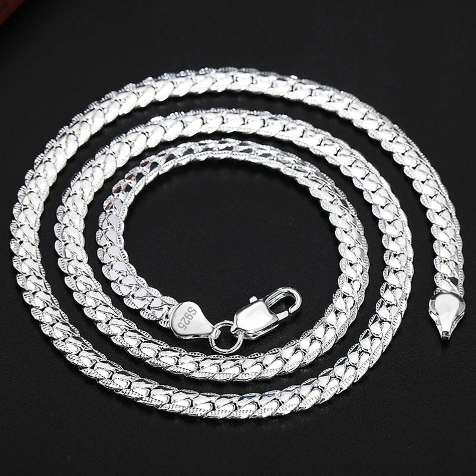 925 Sterling Solid Silver Chain Necklace Jewelry for Women Men Fashion Gift