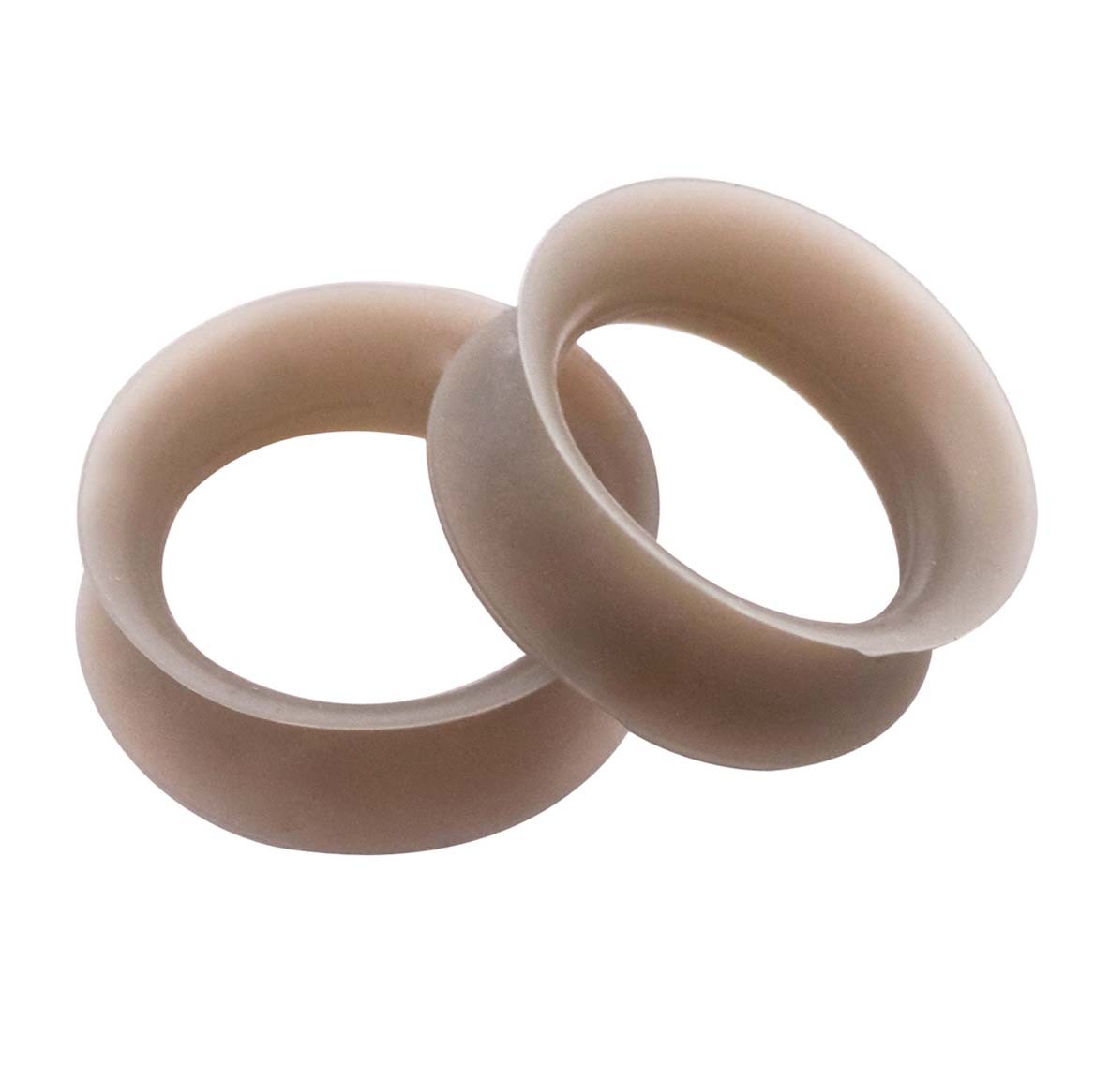Pair Flexible Silicone Flesh Ear Tunnels Double Flat Flared Plugs Earlets Gauges