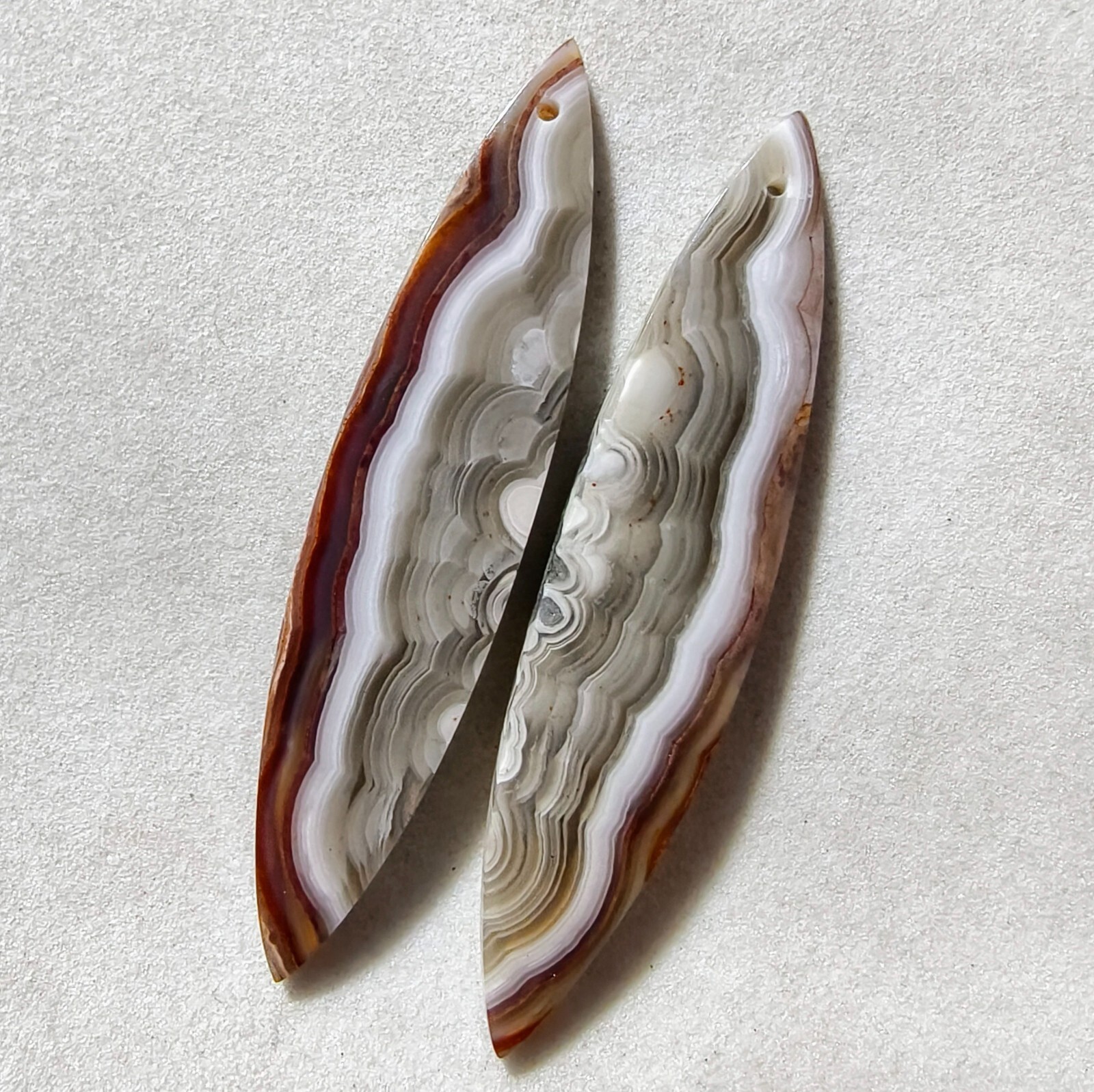 46 Cts Natural Crazy Lace Drilled Match Pair Cabochon Gemstone 56.4 X 12.3 MM