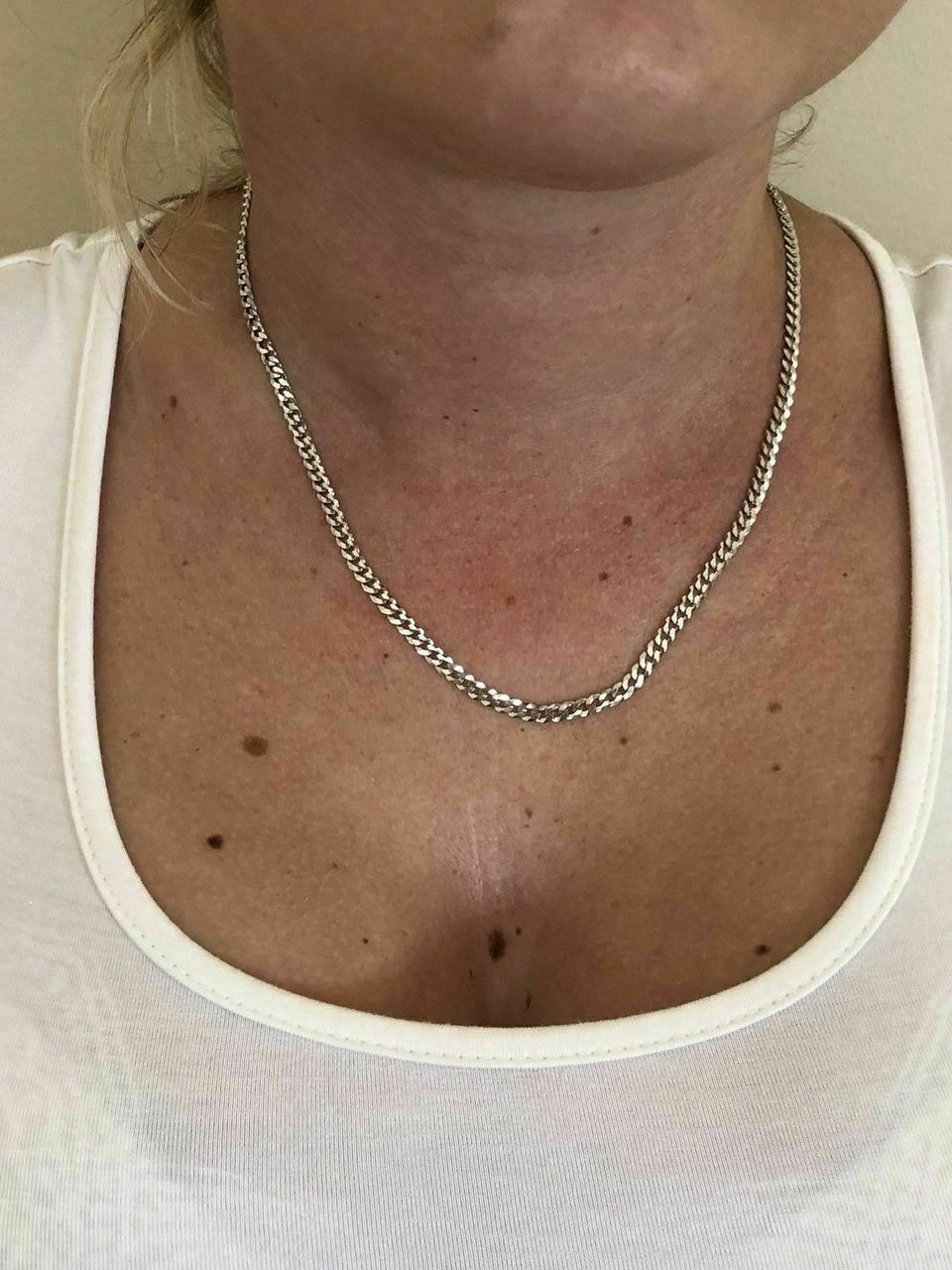 Mens Women’s Flat Cuban Link Chain Solid 925 Sterling Silver 4mm ITALY WHOLESALE