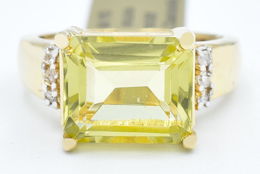 GENUINE 7.28 Cts PERIDOT & DIAMOND RING 10k YELLOW GOLD – Free Appraisal Service