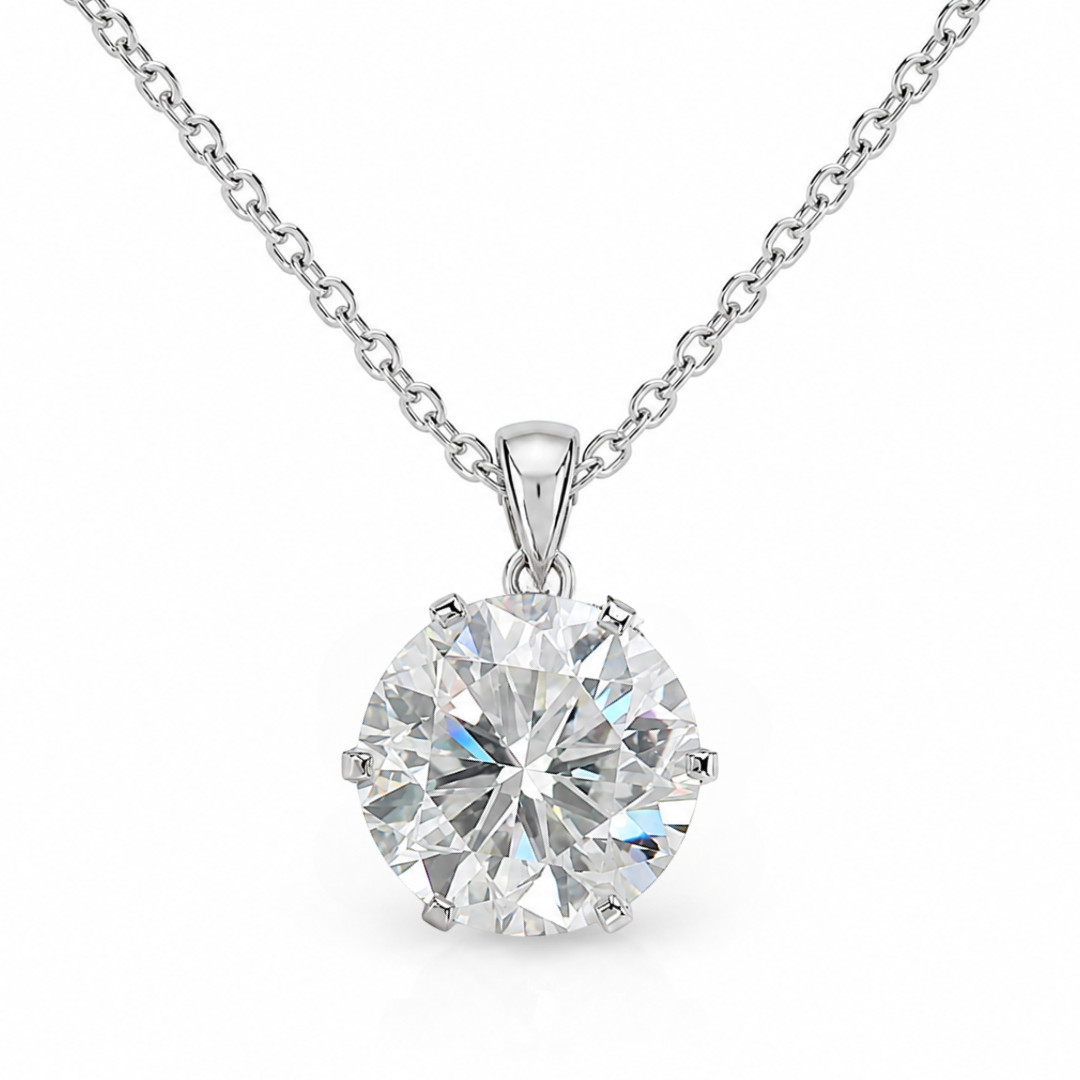 RARE 24 Ct Certified White Diamond Solitaire Pendant-PROMO-FREE Diamond Studs