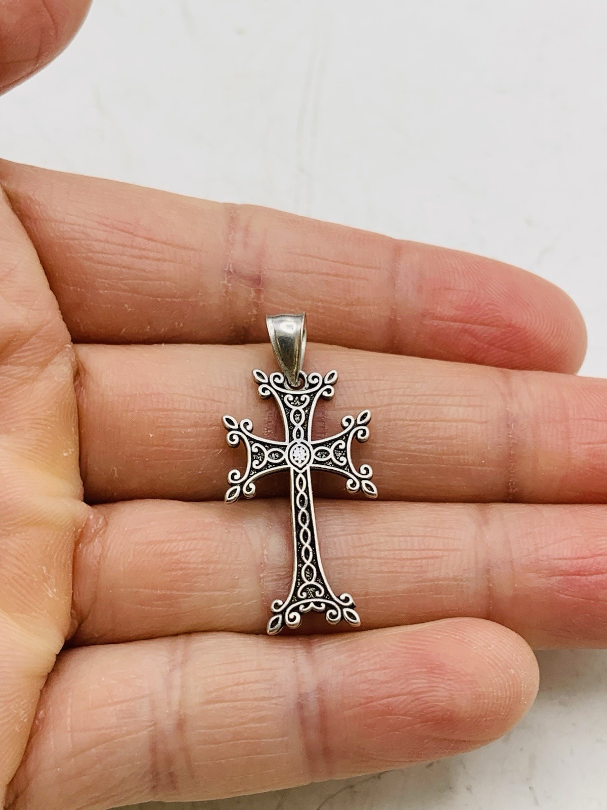 Vintage Sterling Silver 925 Religious Armenian Khachkar Cross Apostolic Charm