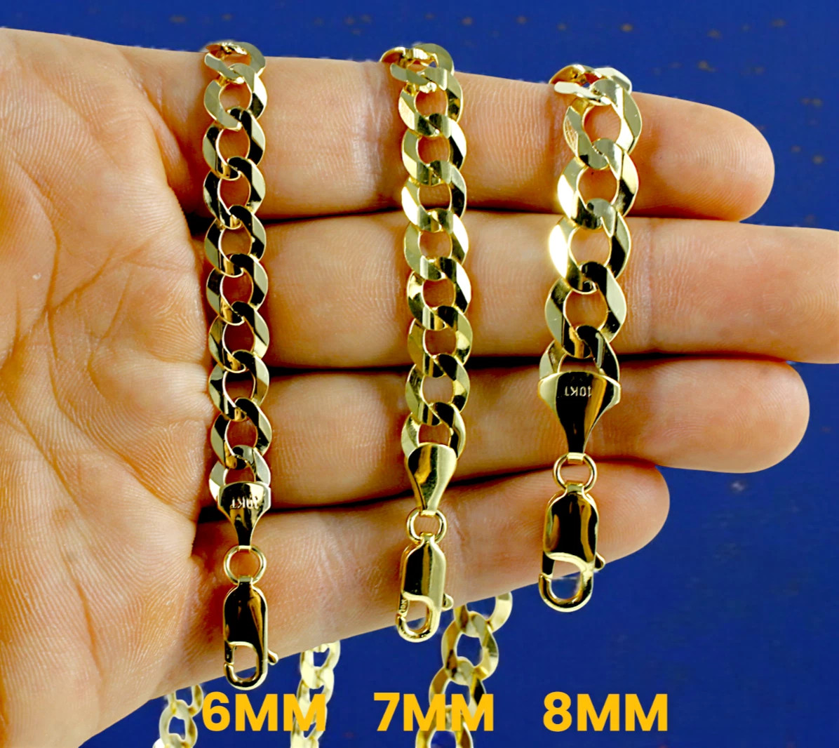 10K Yellow Gold SOLID Curb Cuban Necklace Chain Link Real Gold 2mm-9mm 16″-30″