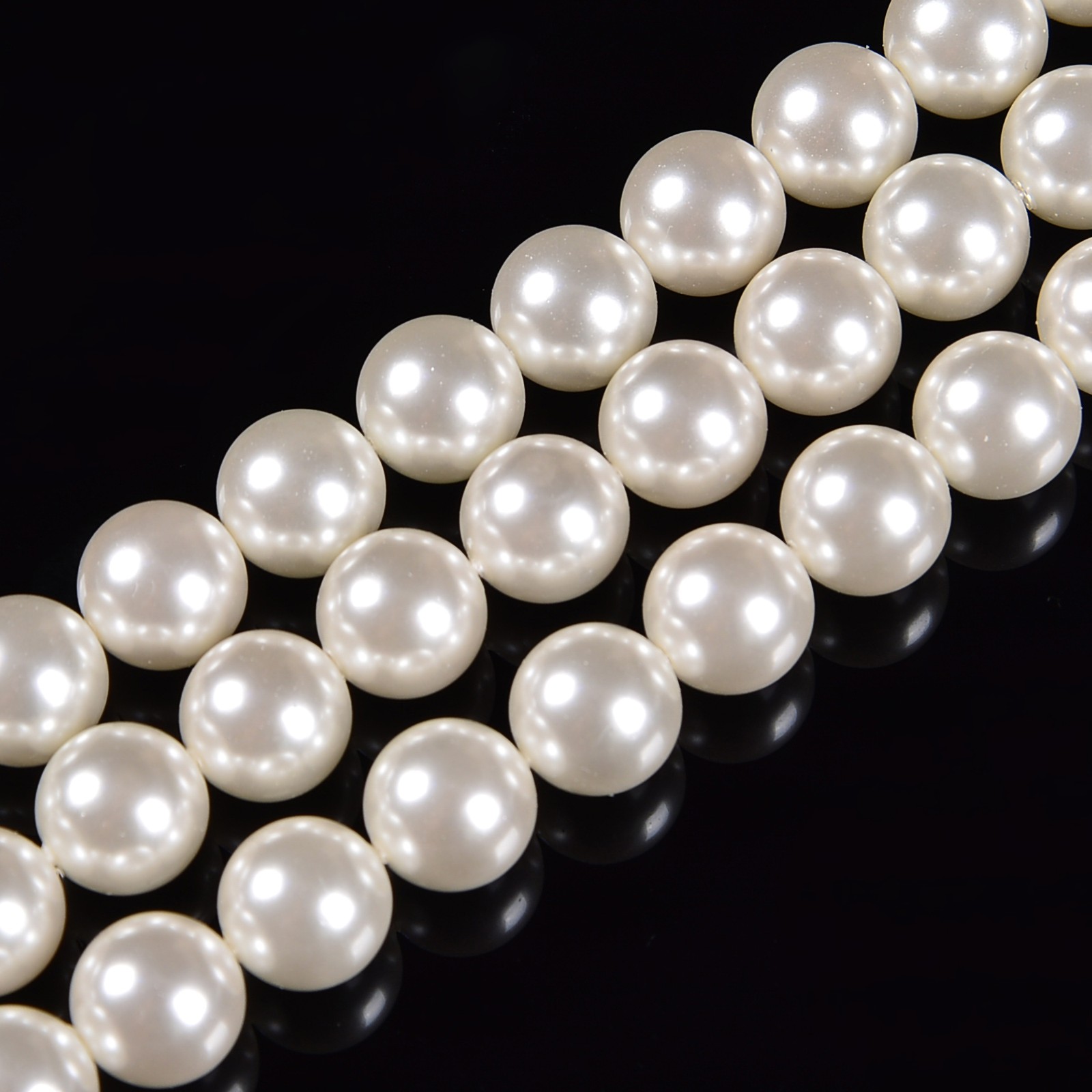 White Shell Pearl Smooth Round Beads 3mm 4mm 6mm 8mm 10mm 12mm 15.5″ Strand