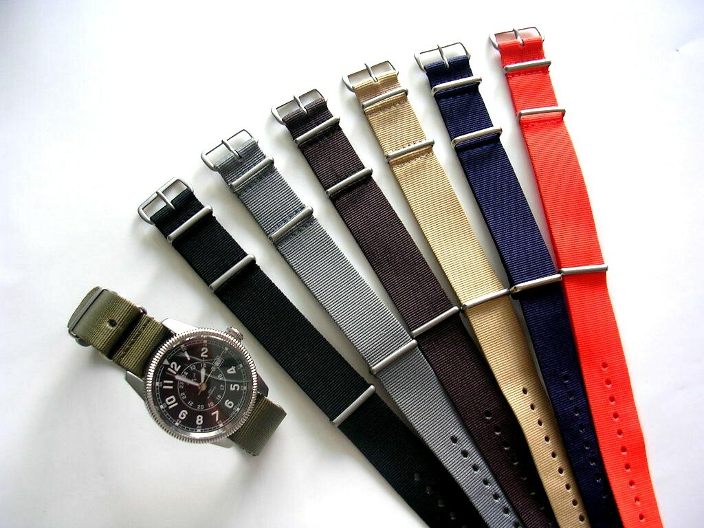 20mm Black Grey NATO G10 weekend Nylon watchband strap 2pak RAF Bonded IW SUISSE