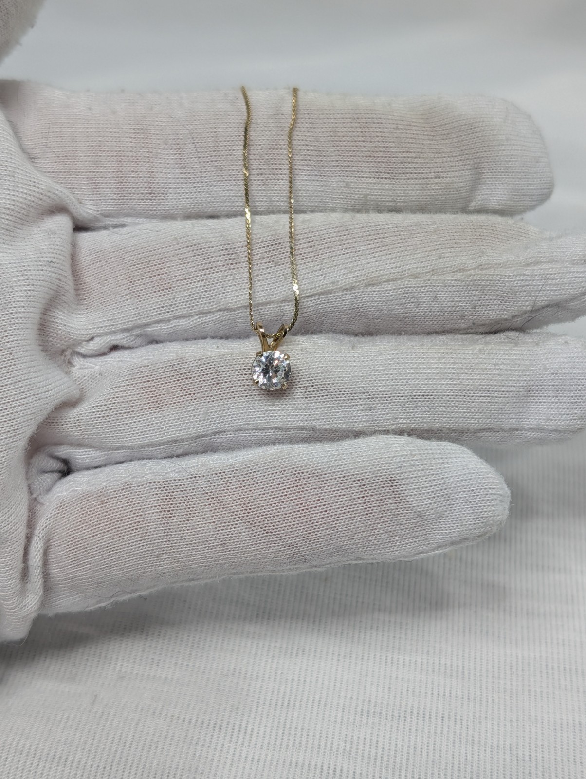 14k GF CZ Pendant 1/20 14k GF Chain Necklace Signed PPC 17″ Gold Tone 1.05g