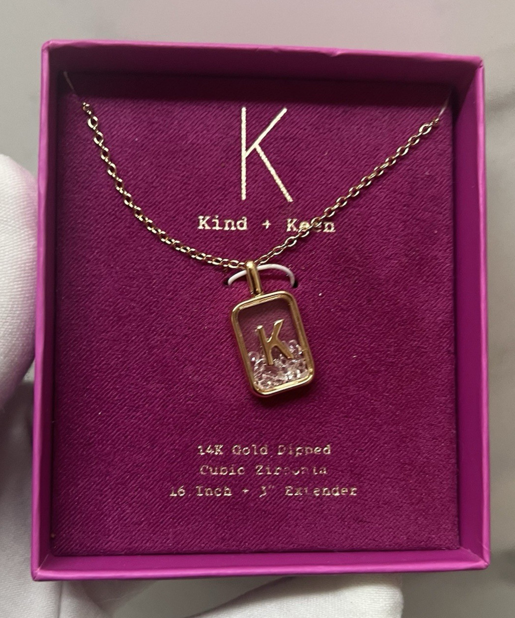 NWT 14k Gold Dip Cubic Zirconia Pierced Initial “K” Shaker Necklace – a New Day