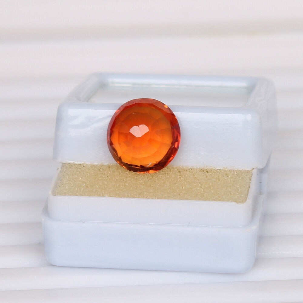 Certified 6.50 Carat. Orange Sapphire Round Cut Loose Gemstone Bright Fire AAA