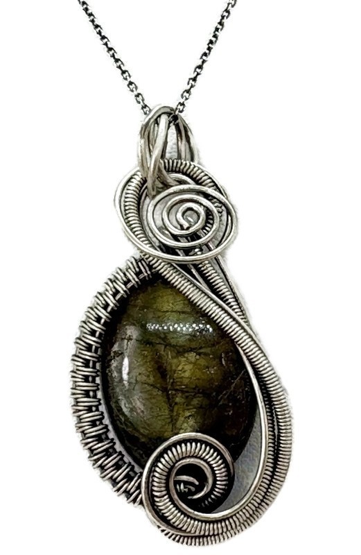 Labradorite and Sterling Silver Necklace and Earrings Set with Swarovski Crystal