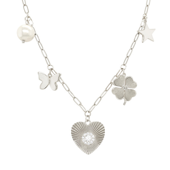 Jennifer Miller Heart Charm Necklace (White Gold)
