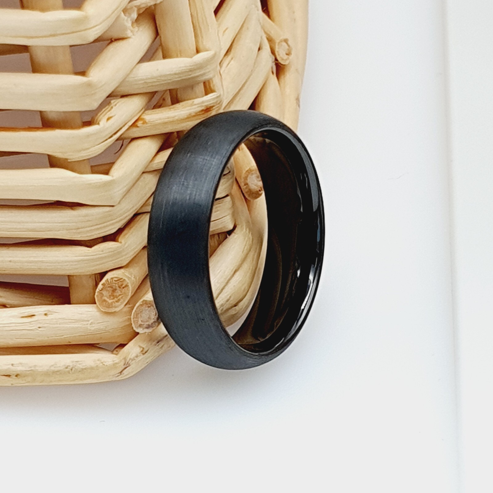 Satin Brushed Black Tungsten Carbide Wedding Ring Durable Comfort-Fit Men’s Band