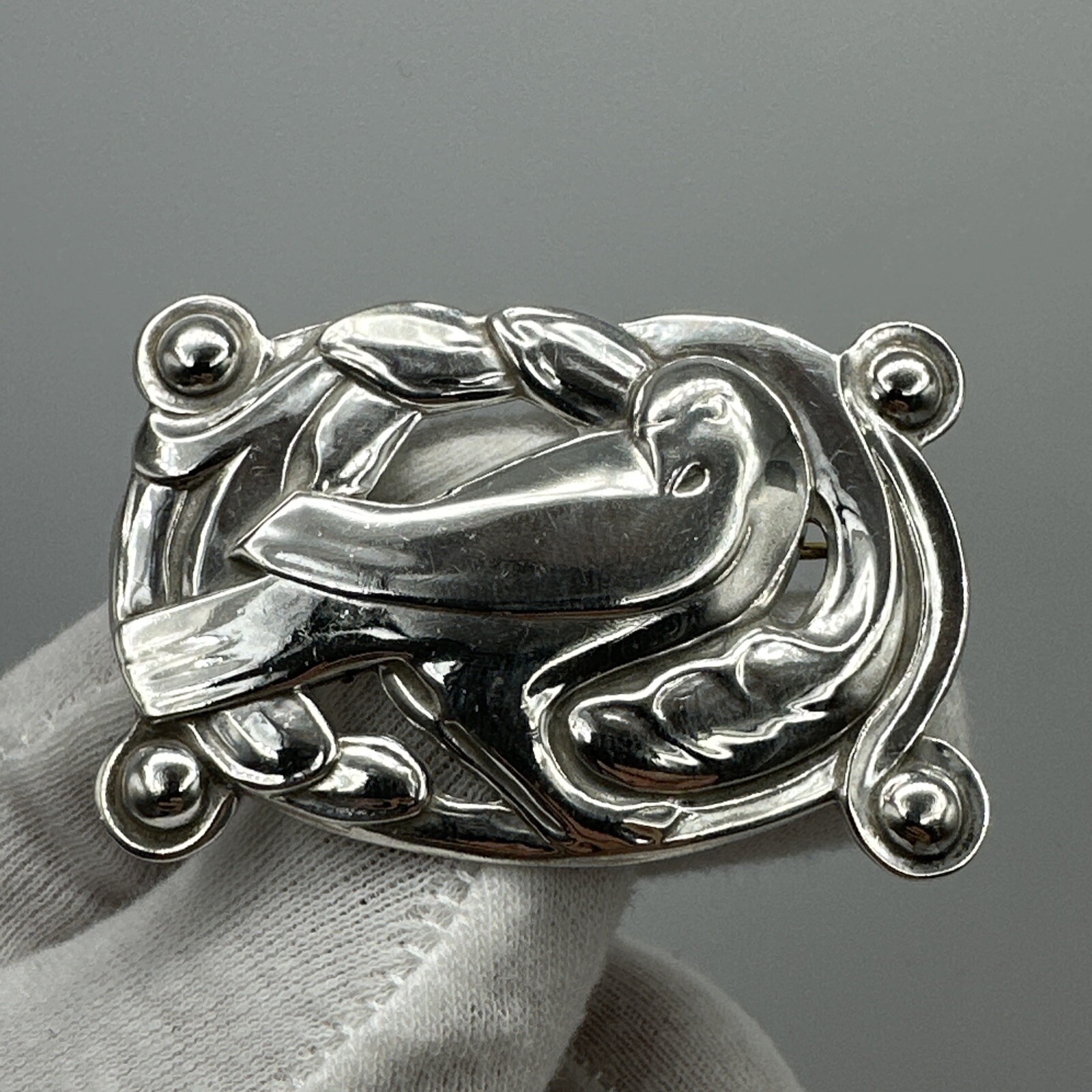 Vintage Coro Norseland Sterling Silver Large Dove Pin Brooch #364