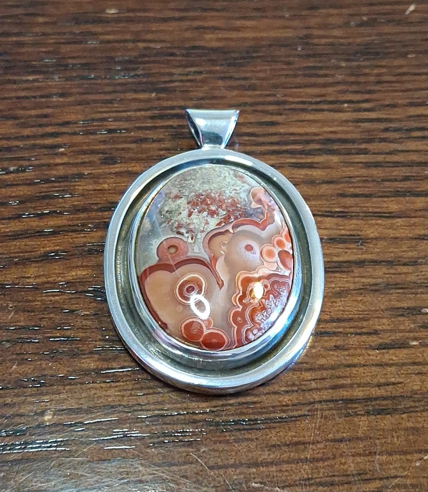 Vintage Sterling Crazy Lace Agate Pendant 19grams See Pics/Description
