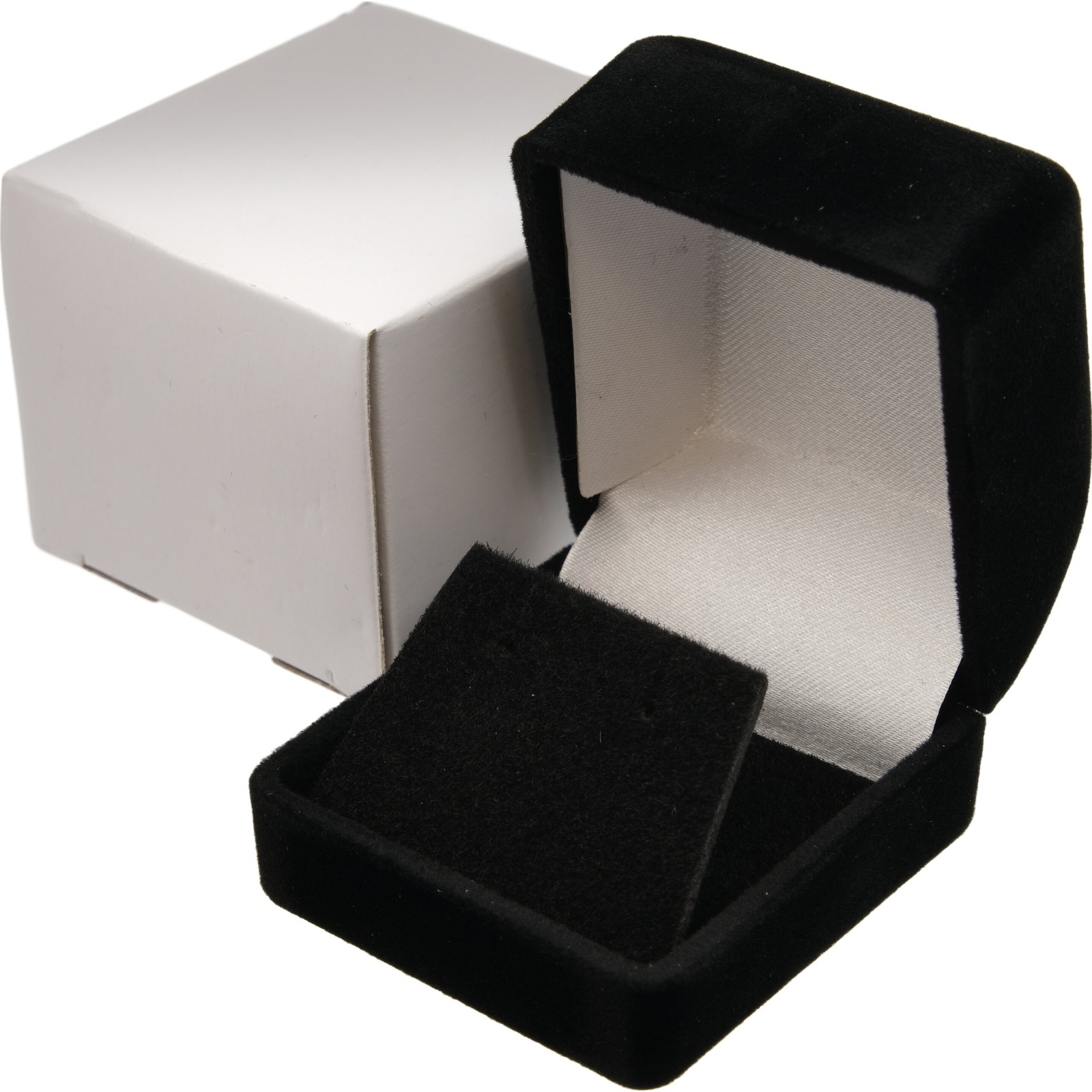 4 Earring Gift Boxes Black Velvet Flocked Jewelry Box
