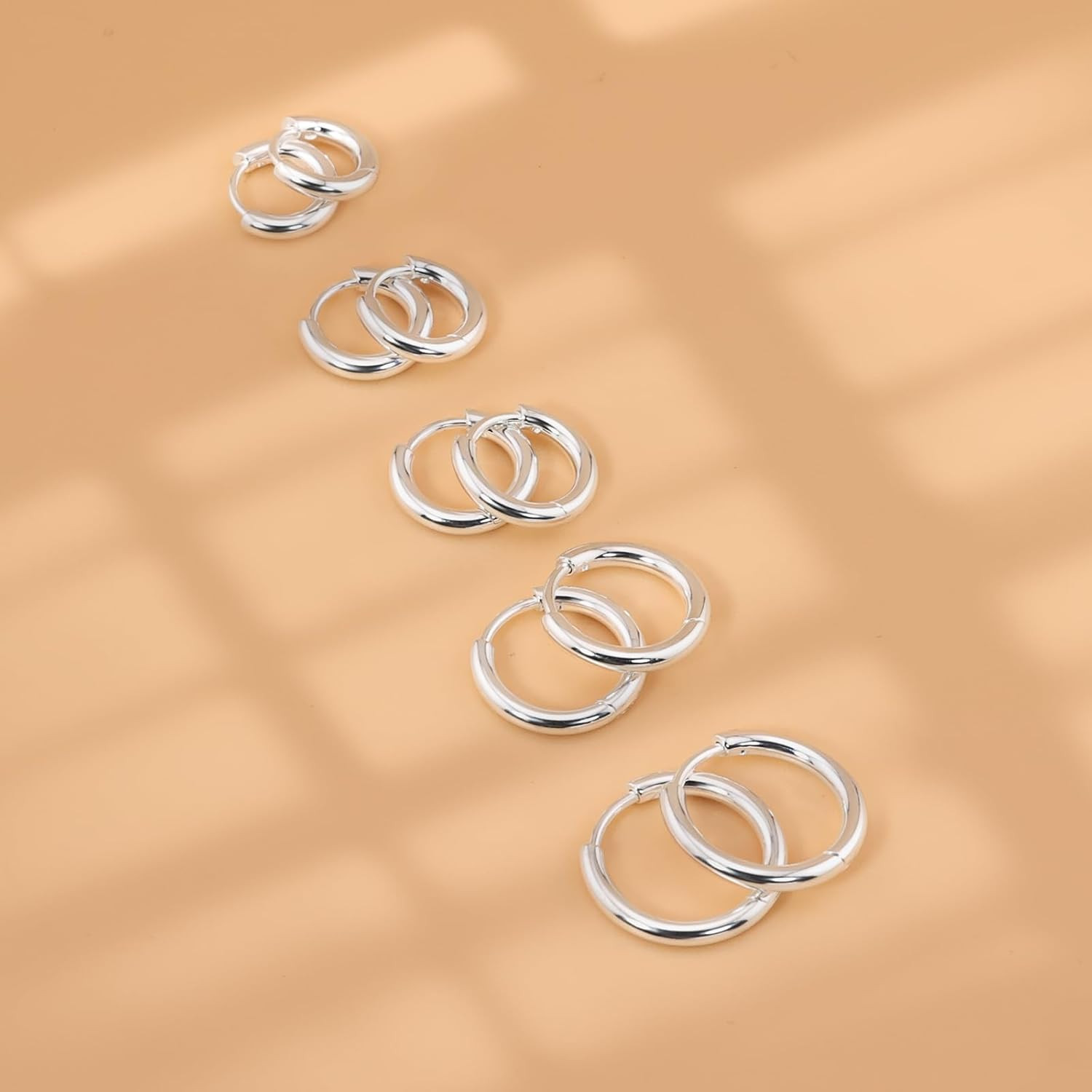Sterling Silver Hoop Earrings, Hypoallergenic Earrings for Women Men 14K Real Go