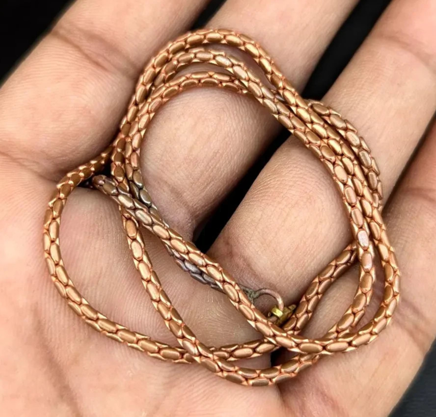 16 inch Pure Copper Round Popcorn Chain Necklace, Healing Copper Jewelry