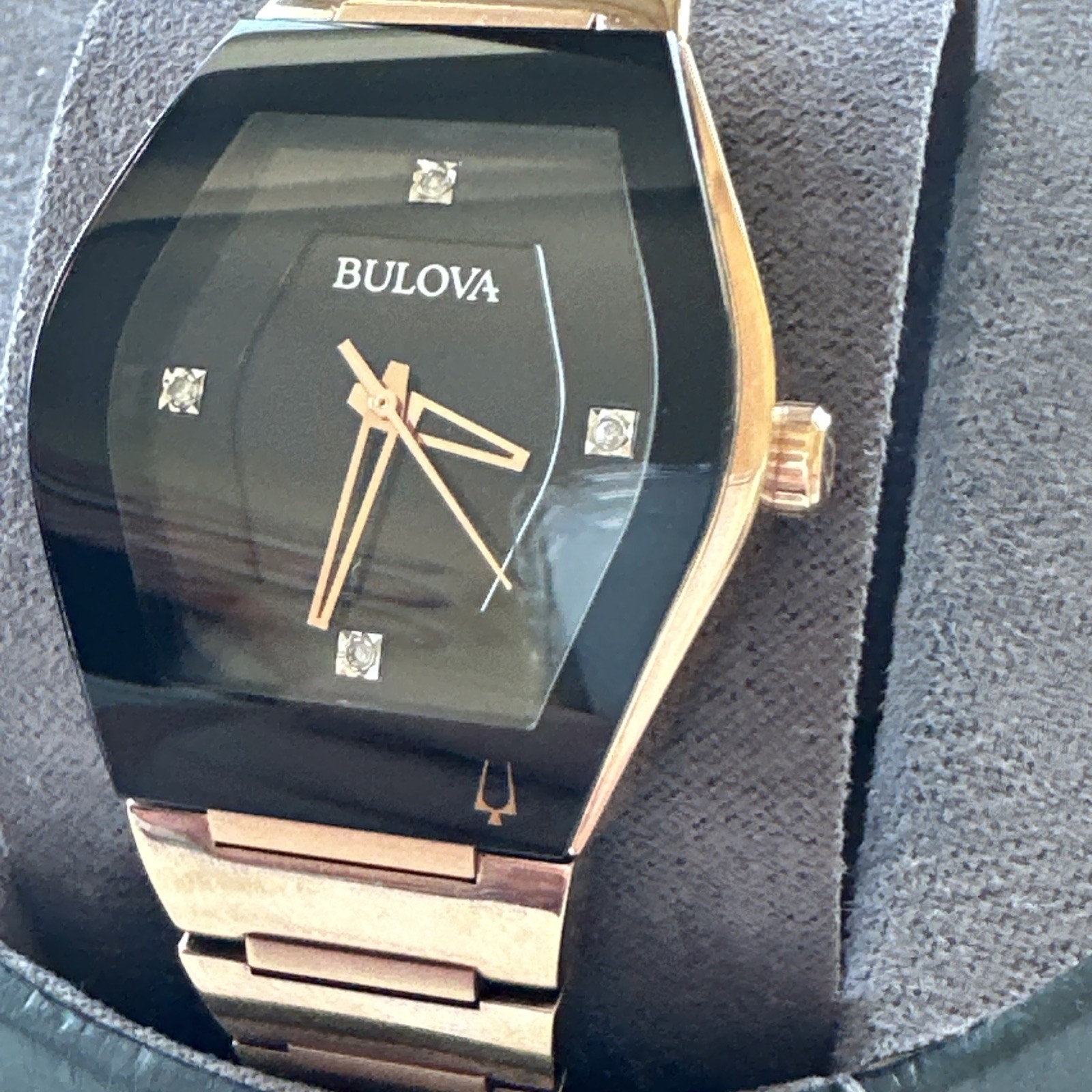 Bulova Gemini Quartz Diamond Black Dial Ladies Watch 97P158