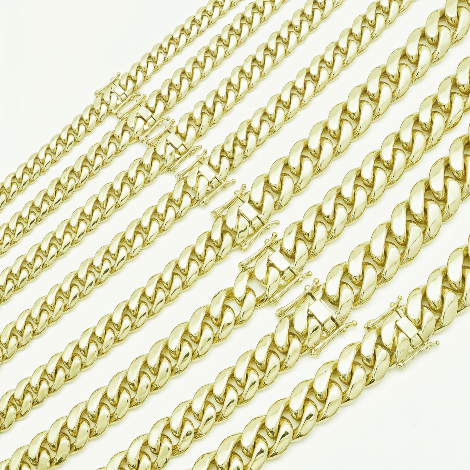 14k Gold Plated Stainless Steel Cuban Link Chain Necklaces and Bracelet for Men