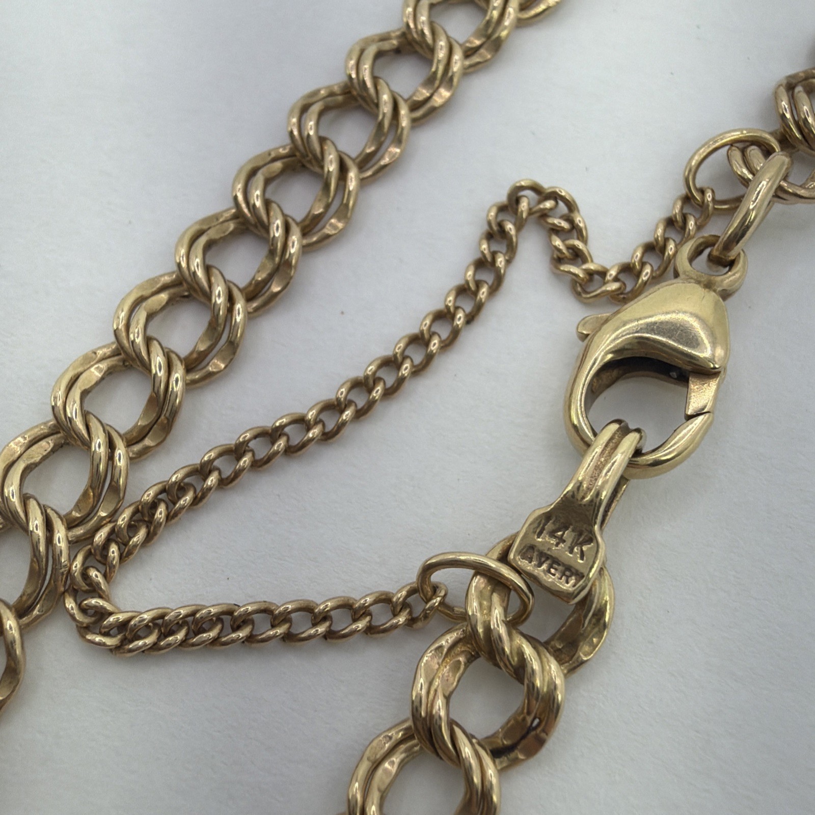 James Avery 14k Yellow Gold Double Curb Link Charm Bracelet 7.25” ~ 7.4g