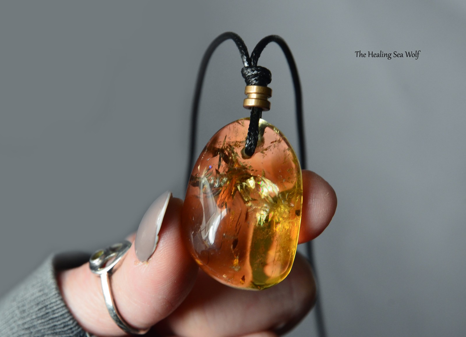 Natural Zambian Citrine Necklace with Rainbows Super Attractor Manifestation