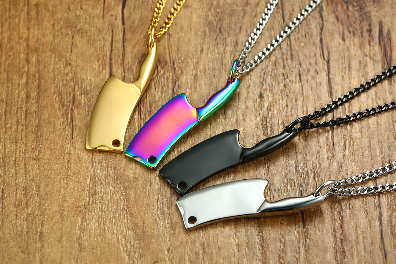 Stainless Steel Kitchen Knife Pendant Multicolor Necklace Personalized Jewelry
