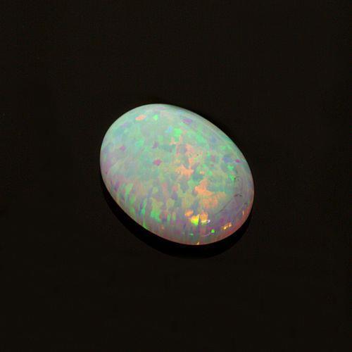 (7x5mm – 14x10mm) Lab Created White Opal Oval Cabochon (Bright flash of colors)