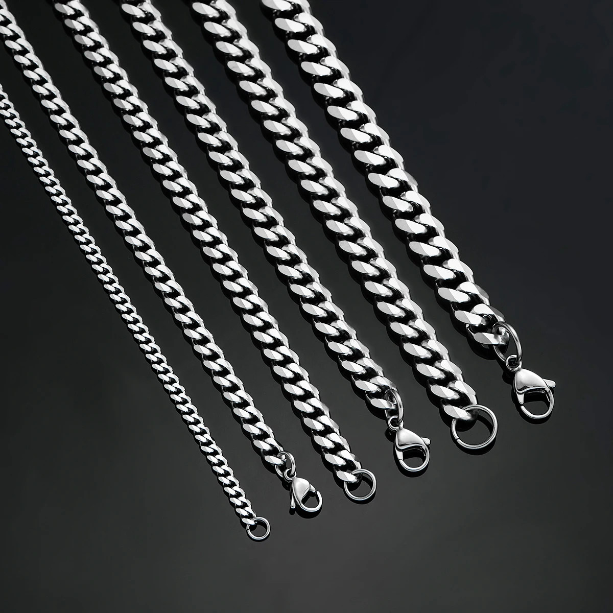 Mens Stainless Steel Cuban Link Chain Necklace Curb Silver Boy Choker 3mm-11mm