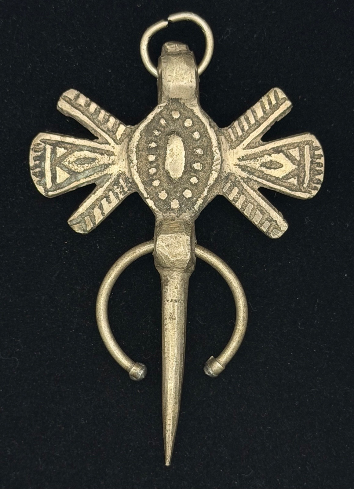 Vintage Berber Amazigh Fibula Pendant Morocco Tribal Jewelry 3.5″ 47.8g