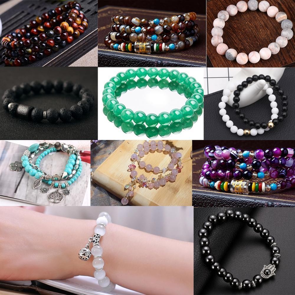 Natural-Gemstone Round Spacer Loose Beads Jewelry Making 4mm 6mm 8mm 10mm 12mm