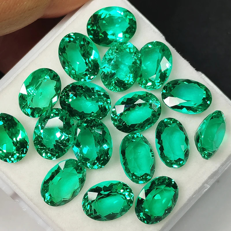 Lab Grown Columbia Emeralds 0.5-5ct Oval Cut Gemstone VVS1 for Jewelry AGL