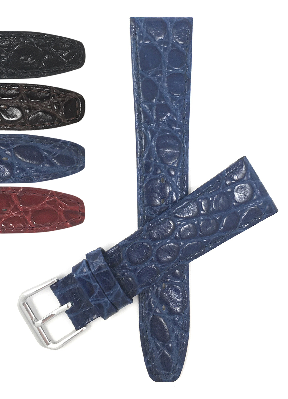 Bandini Watch Band Leather Strap Crocodile Pattern 10mm 12mm 14mm 16mm 18mm 20mm