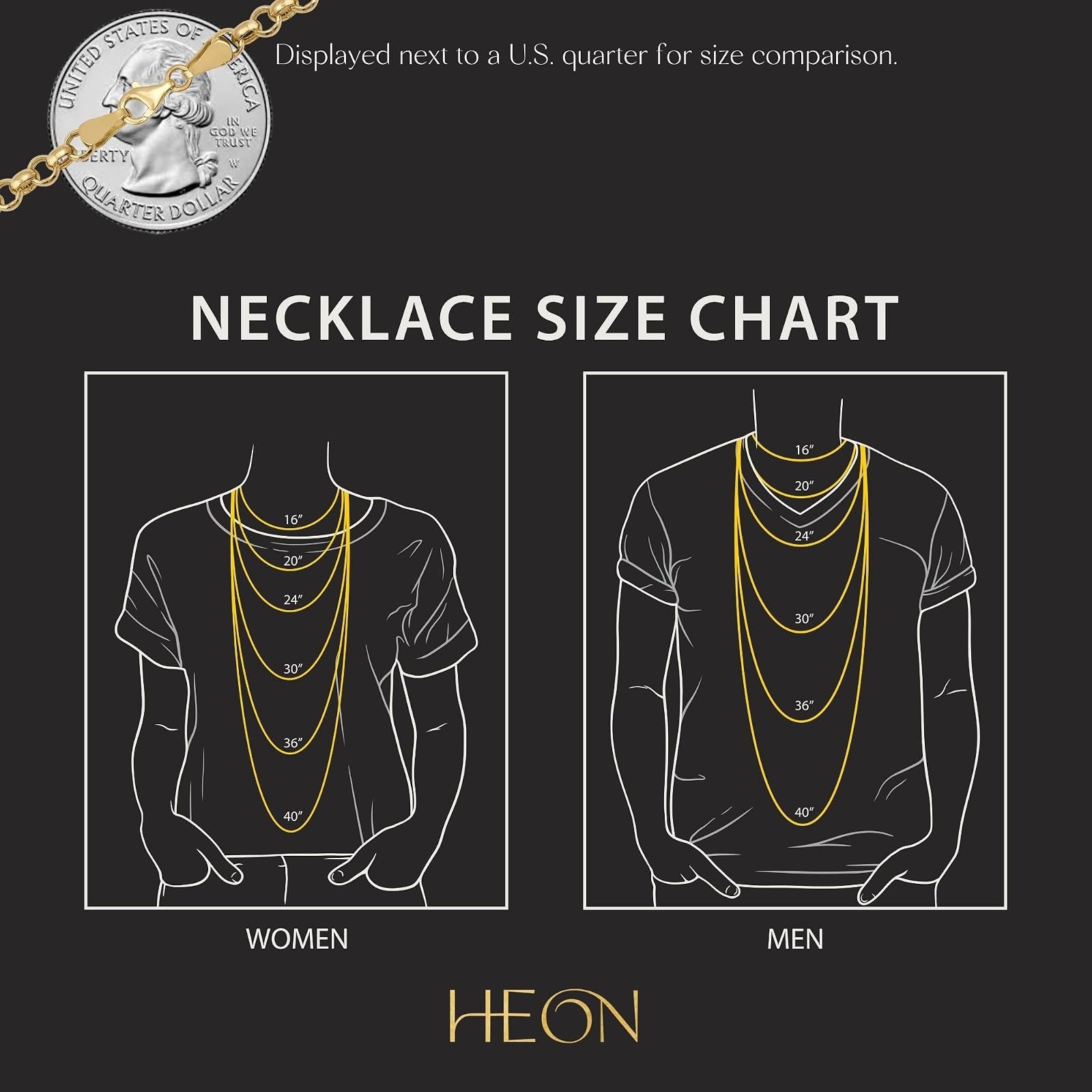 HEON 24K Gold Plated 925 Sterling Silver Rolo Chain Necklace