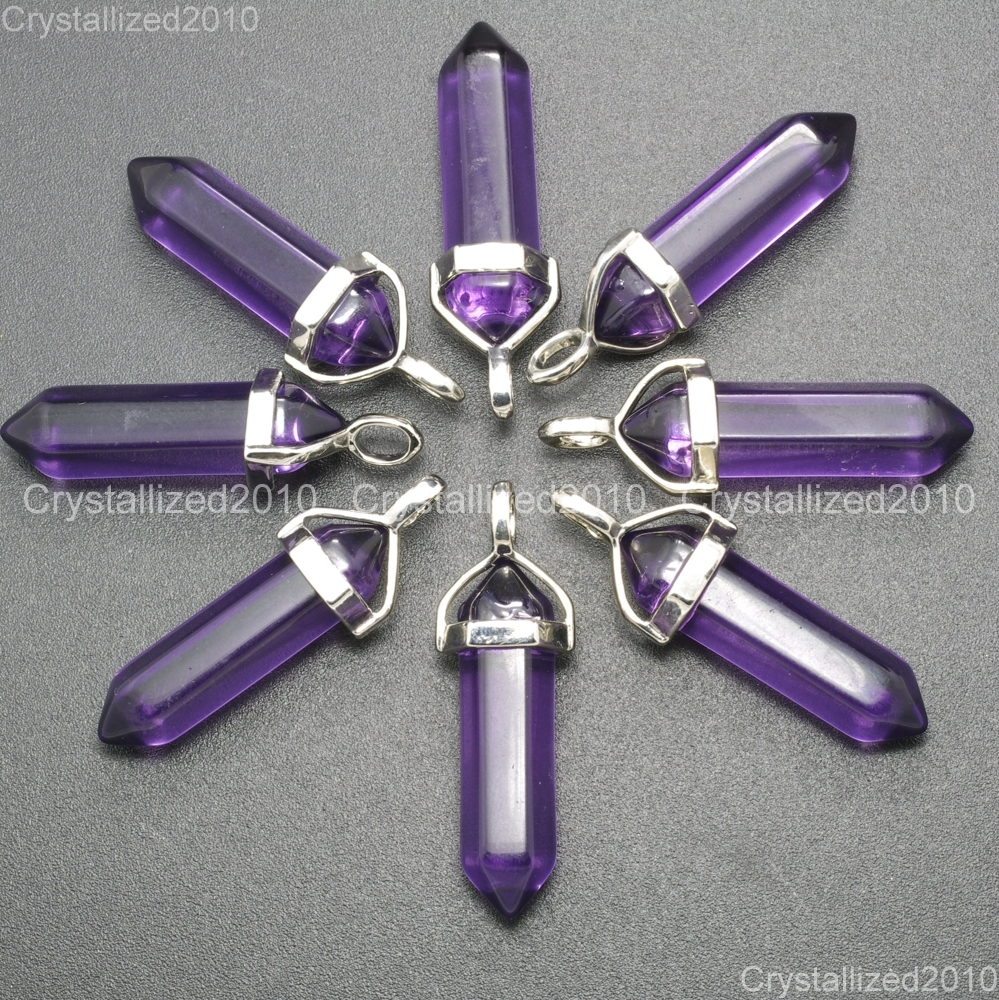 Natural Gemstones Hexagonal Pointed Reiki Chakra Healing Pendant Necklaces Beads