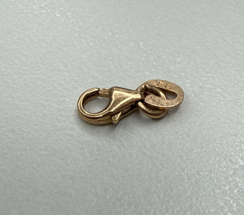 BH 14k Rose Gold Pear Shape Lobster Fish Lock 6.9 mm Clasp Made In Italy
