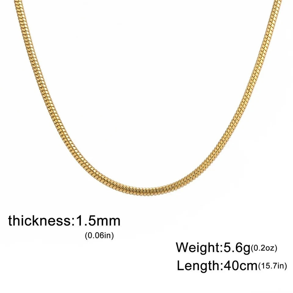 Stainless Steel Snake Chain Necklace 0.9-2mm Choker Link Men Women Gift