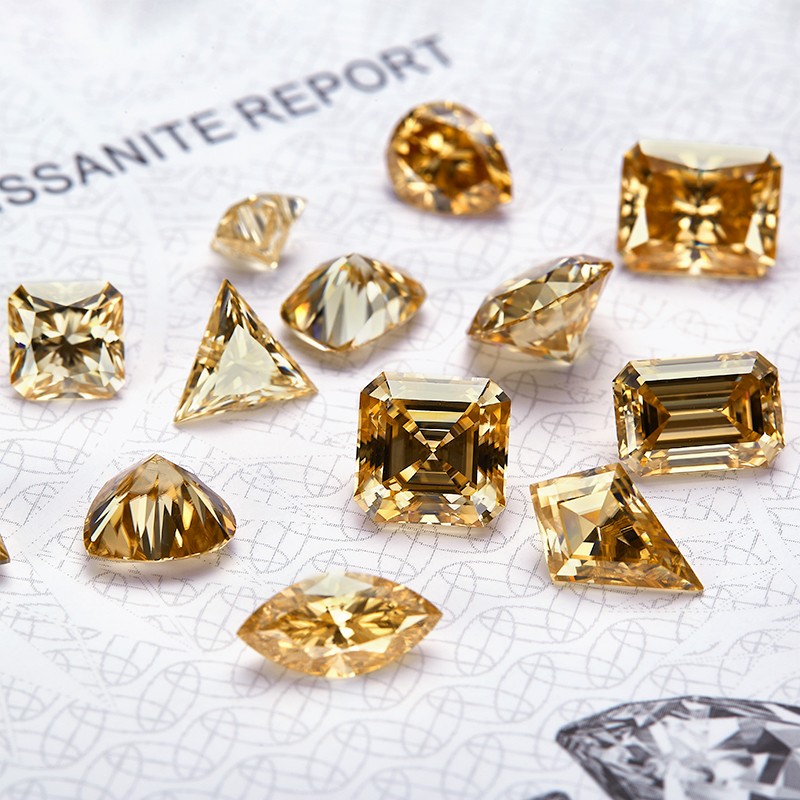 Champagne 0.5-3ct Multiple Shapes Moissanite Loose GRA VVS1 Wholesale Price