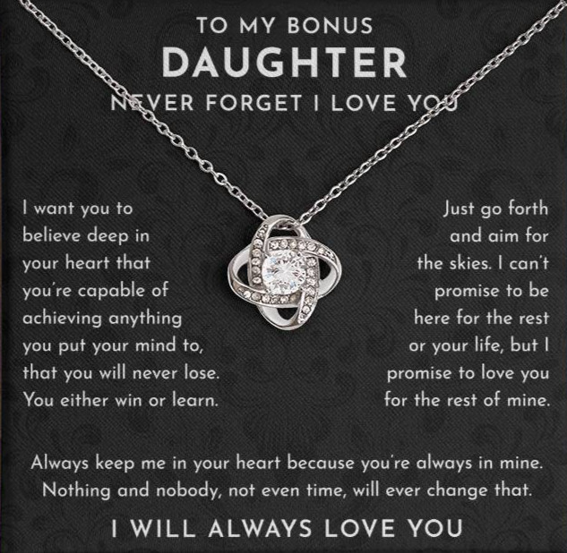 To My Bonus Daughter Gift, Bonus Daughter Necklace, Bonus Daughter Jewelry Gifts