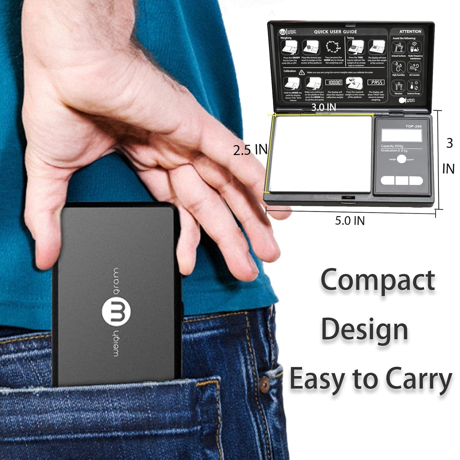 200g Digital Pocket Gram Scale 0.01g Accuracy, 200g x 0.01g Mini Digital Gram…