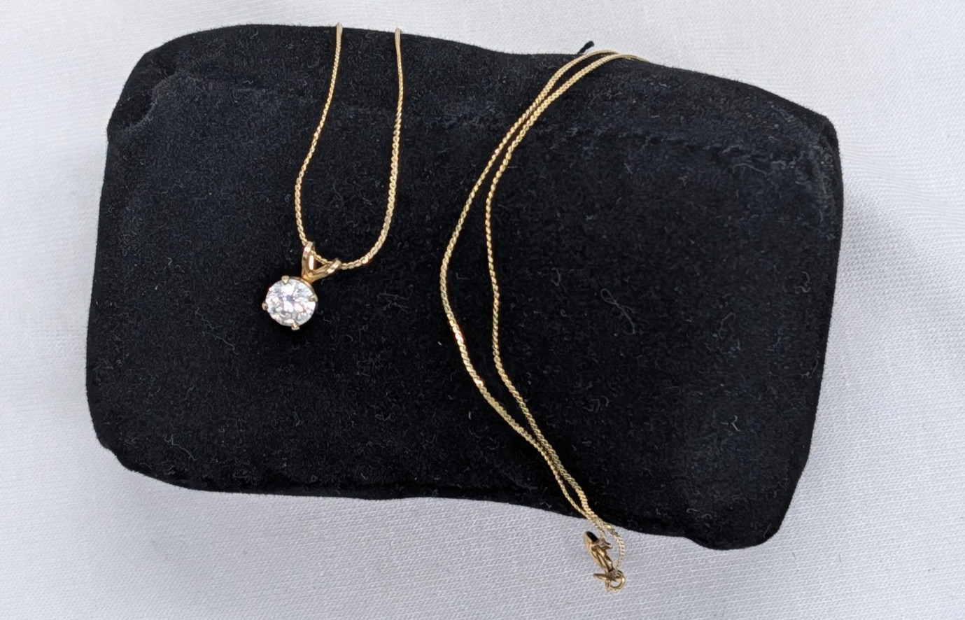 14k GF CZ Pendant 1/20 14k GF Chain Necklace Signed PPC 17″ Gold Tone 1.05g