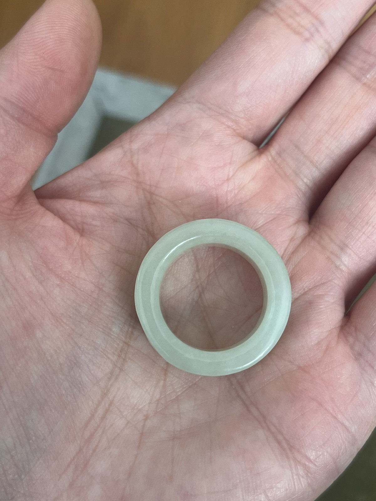 Off white/very light green Nephrite Jade Band Ring