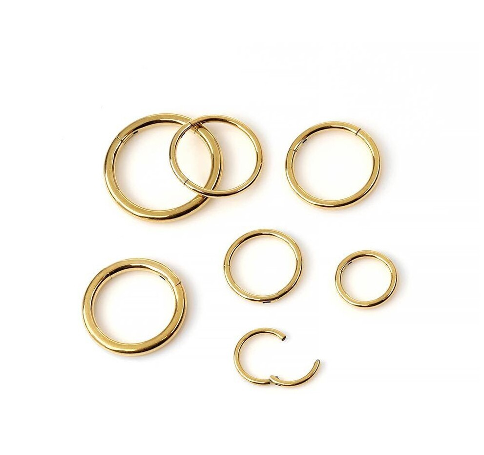 20G Gauge 14K REAL Solid Gold Hinged Segment Septum Body Hoop Nose Ring Earrings
