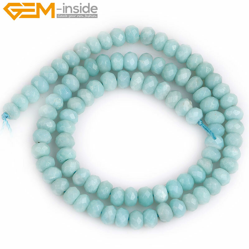 Natural Amazonite Rondelle Spacer Beads Gemstone Loose Beads Jewelry Making 15″