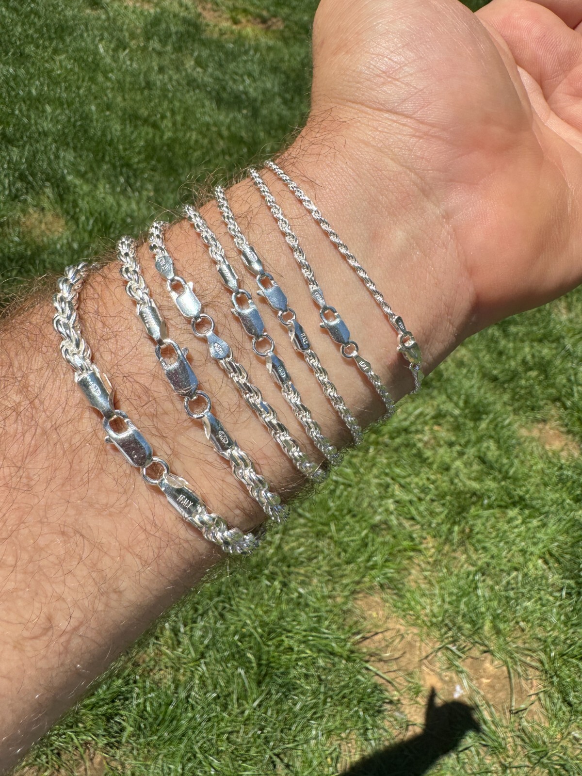 Real Solid 925 Sterling Silver Rope Bracelet 2mm-6mm Men’s Women’s 6-9″